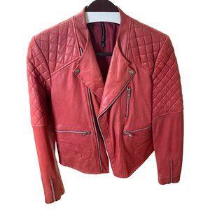 W118 by Walter Baker leather biker jacket Coral pink